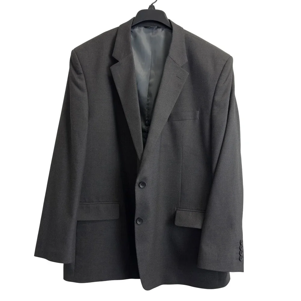 J.M.‎ Haggar Classic Fit Suit Jacket Men's 52R Charcoal Gray Two Button Blazer